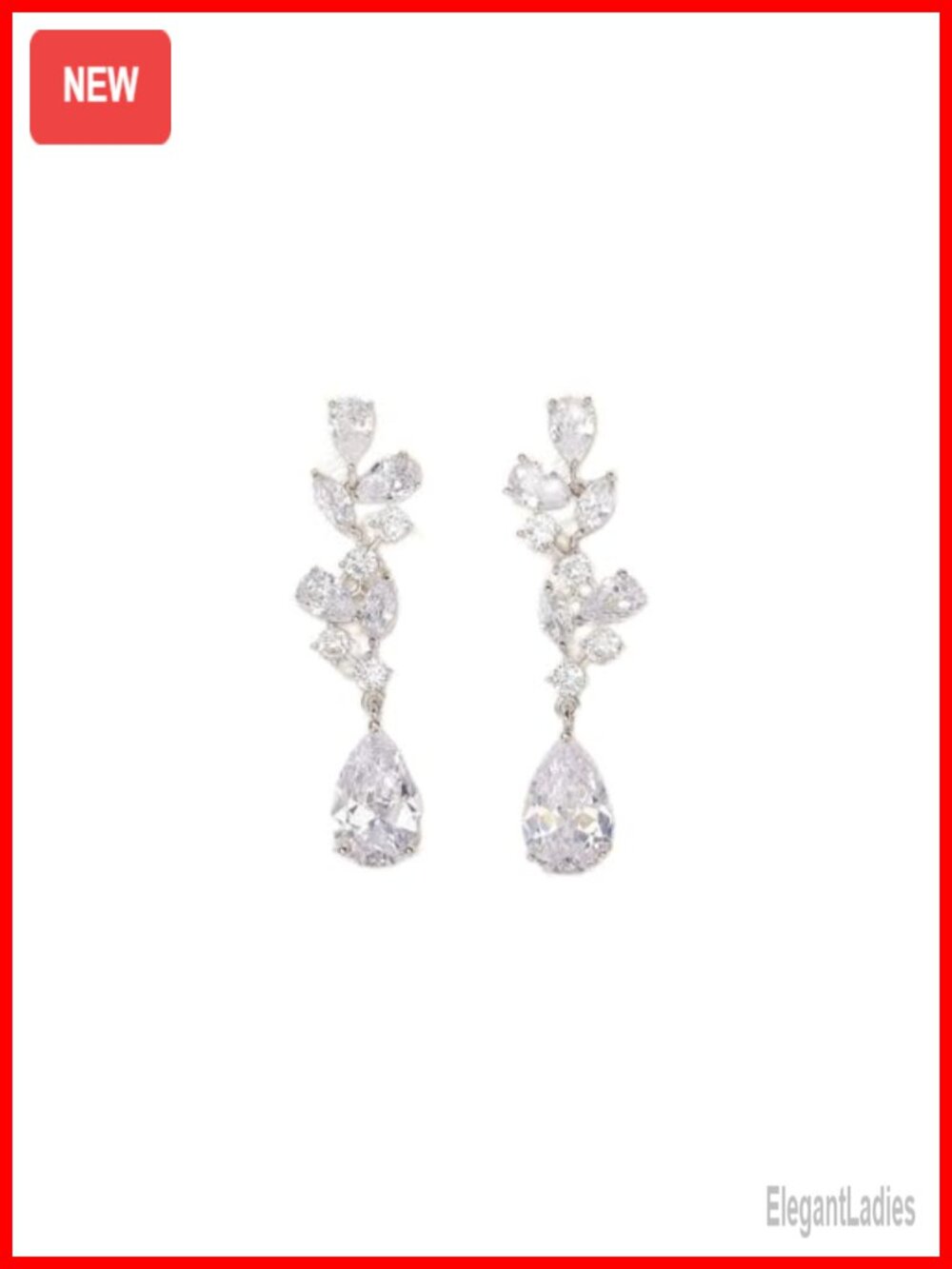 Cubic Zirconia Marquise Teardrop Drop Dangle Bridal Wedding Earrings